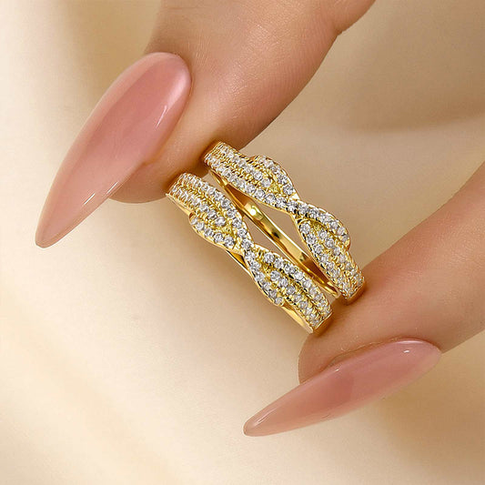 925 Sterling Silver 18K Two Tone Plated 0.5ct Simulated Diamond Wedding Band