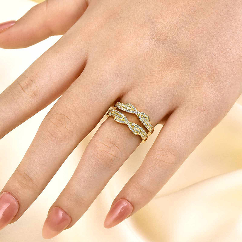 925 Sterling Silver 18K Two Tone Plated 0.5ct Simulated Diamond Wedding Band