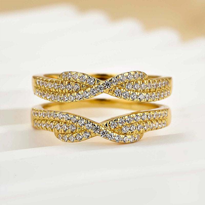 925 Sterling Silver 18K Two Tone Plated 0.5ct Simulated Diamond Wedding Band