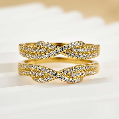 925 Sterling Silver 18K Two Tone Plated 0.5ct Simulated Diamond Wedding Band