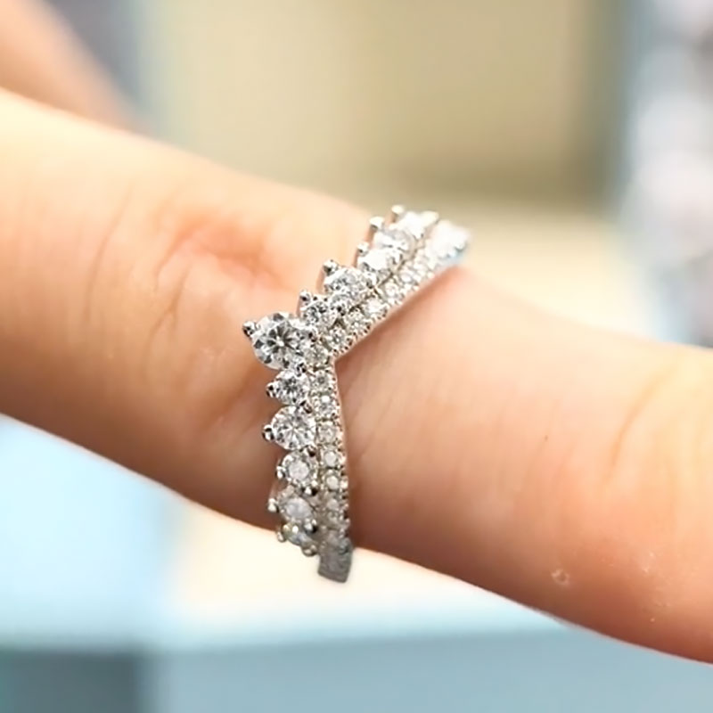 925 Silver White Gold Plated Round Cut Diamond Wedding Band