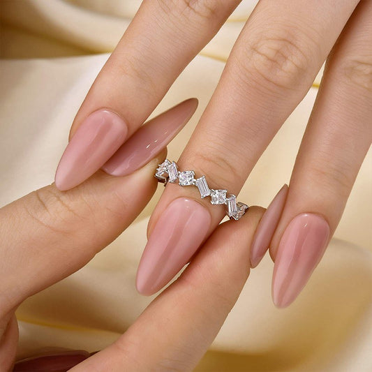 925 Silver White Gold Plated 2.8ct Mixed Cut Diamond Band