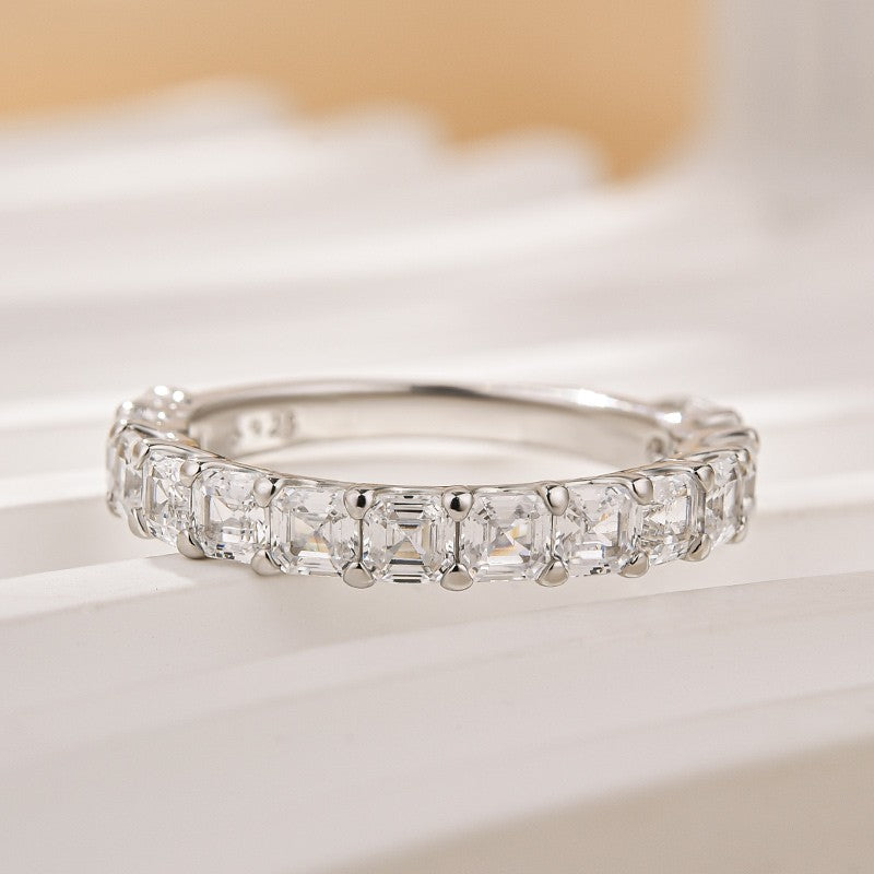 925 Silver Two-Tone 1.4ct Asscher Cut Diamond Band