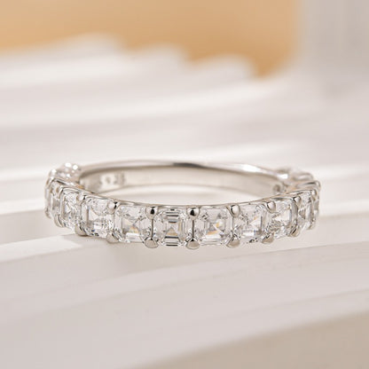 925 Silver Two-Tone 1.4ct Asscher Cut Diamond Band