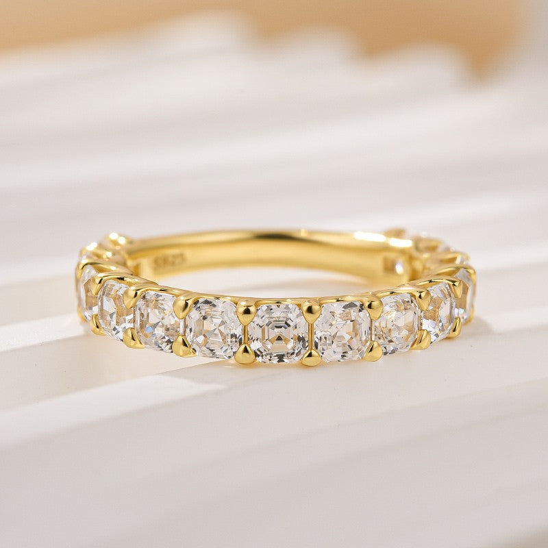 925 Silver Two-Tone 1.4ct Asscher Cut Diamond Band