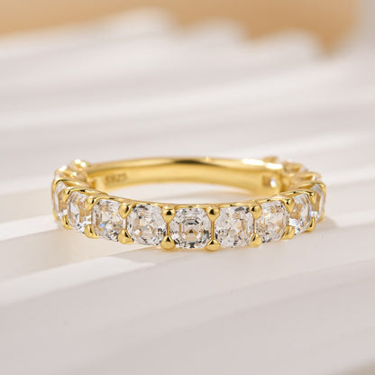 925 Silver Two-Tone 1.4ct Asscher Cut Diamond Band