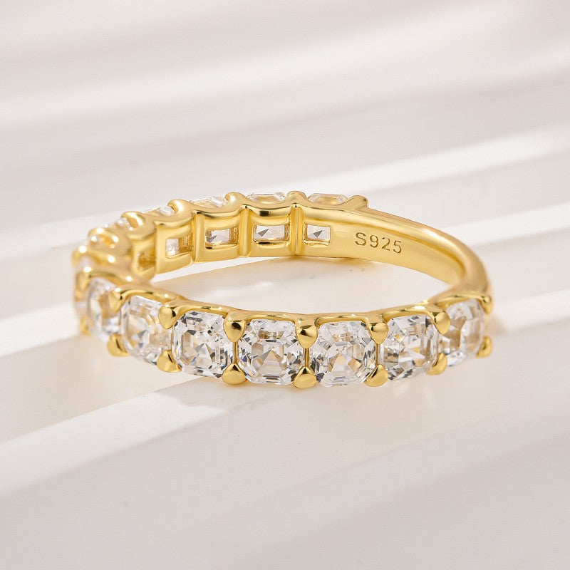 925 Silver Two-Tone 1.4ct Asscher Cut Diamond Band