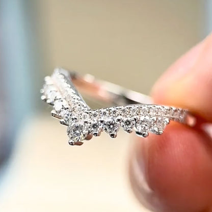 925 Silver White Gold Plated Round Cut Diamond Wedding Band