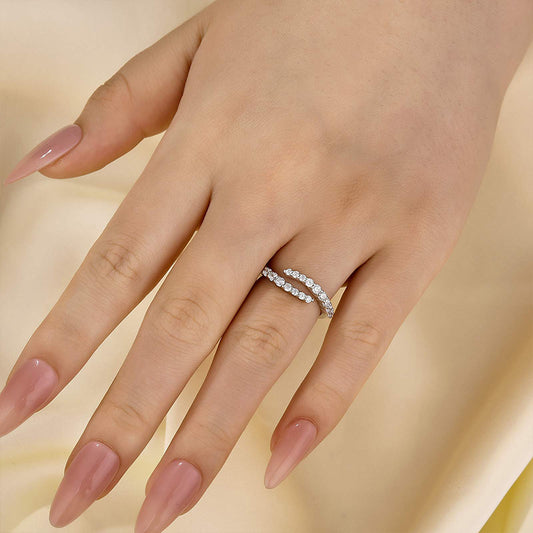 0.7Ct Open-End Minimalist Wedding Band in Sterling Silver