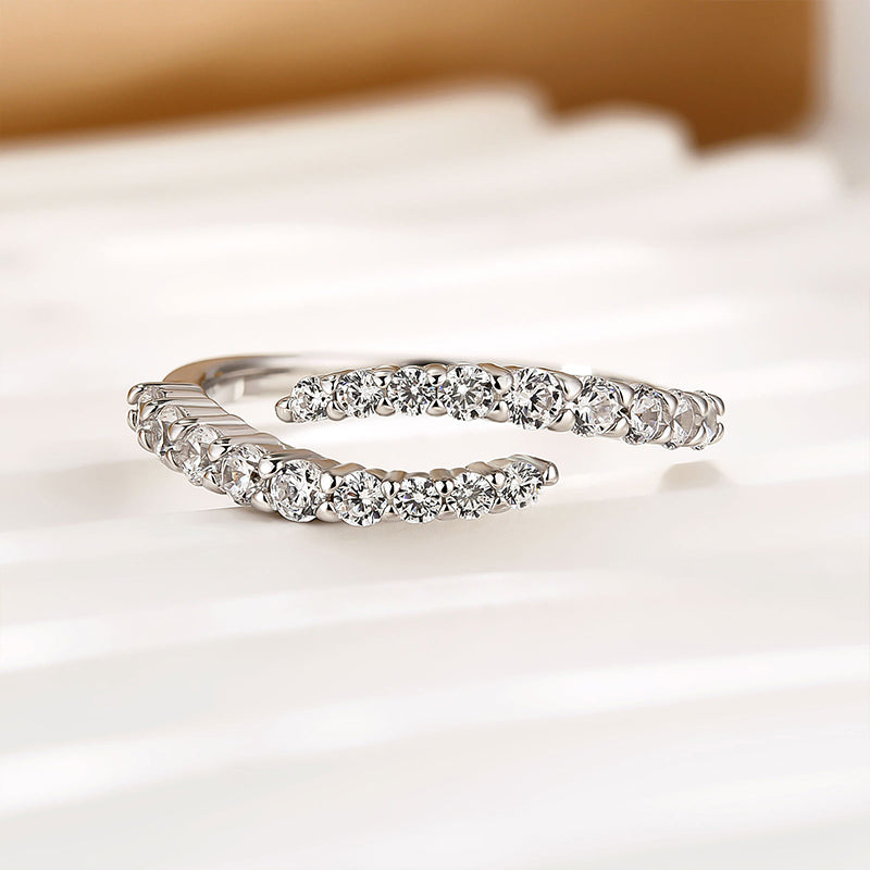 0.7Ct Open-End Minimalist Wedding Band in Sterling Silver