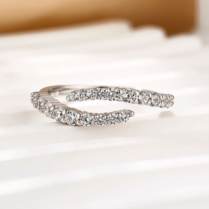 0.7Ct Open-End Minimalist Wedding Band in Sterling Silver