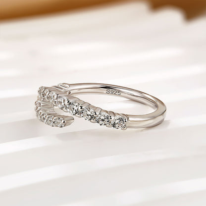 0.7Ct Open-End Minimalist Wedding Band in Sterling Silver