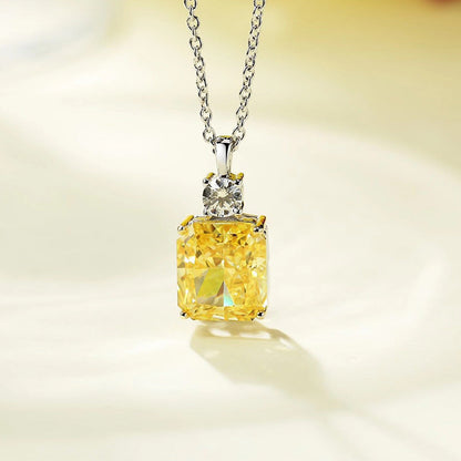 Elegante conjunto de joyas de plata 925 con zafiro amarillo radiante y diamantes simulados 