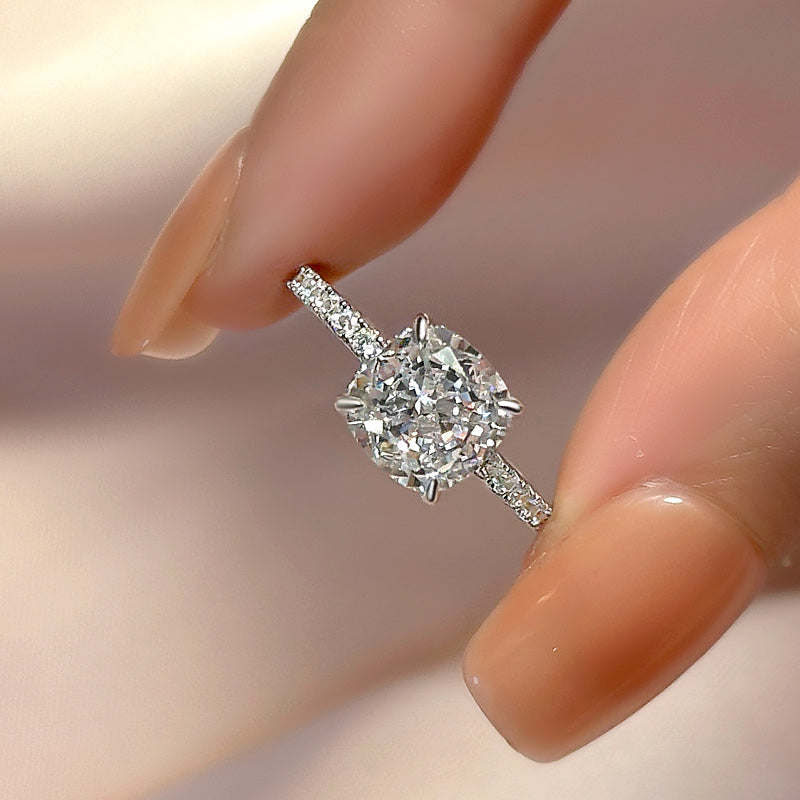 3Ct Cushion Simulated Diamond Ring 925 Silver Rhodium Plated