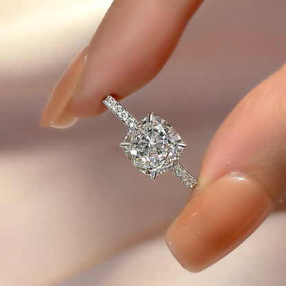 3Ct Cushion Simulated Diamond Ring 925 Silver Rhodium Plated