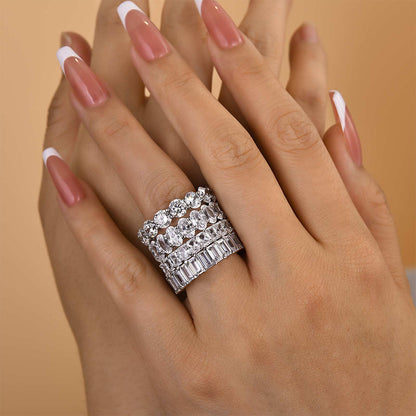Anillo de boda atemporal en plata 925 con 24,5 ct de diamantes simulados Sona 