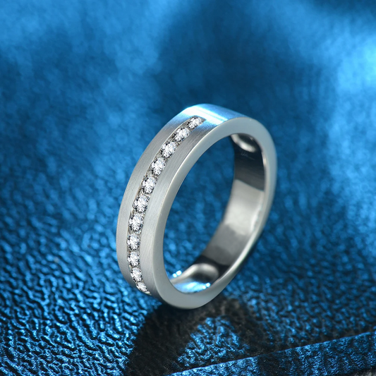 925 Silver White Gold Plated 1ct Full Eternity Men's Wedding Band