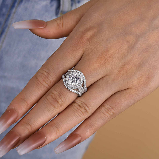 2 Carat Round Cut Halo Engagement Ring Split Shank