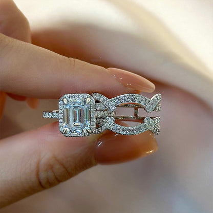 3Ct Emerald Cut Diamond Ring with 1Ct Band