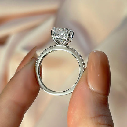 3Ct Cushion Simulated Diamond Ring 925 Silver Rhodium Plated