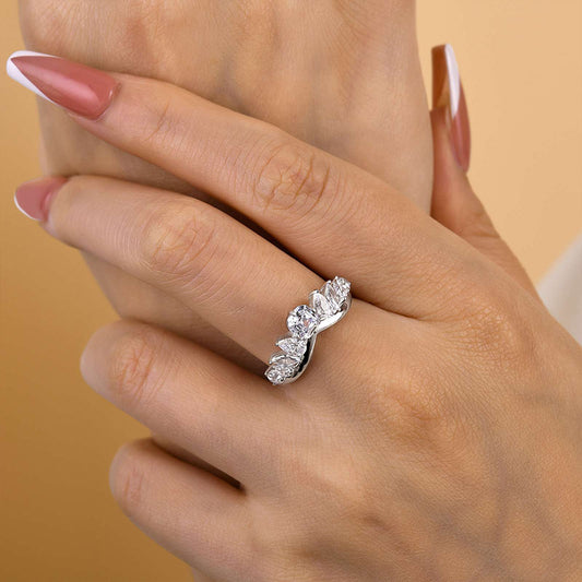 925 Silver 18K White Gold Plated 2ct Mixed Cut Diamond Band