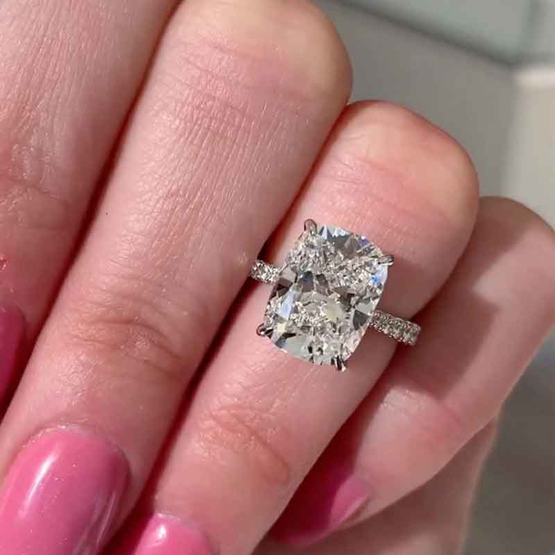 6.5 Carat Cushion Cut Simulated Diamond Ring in White Gold