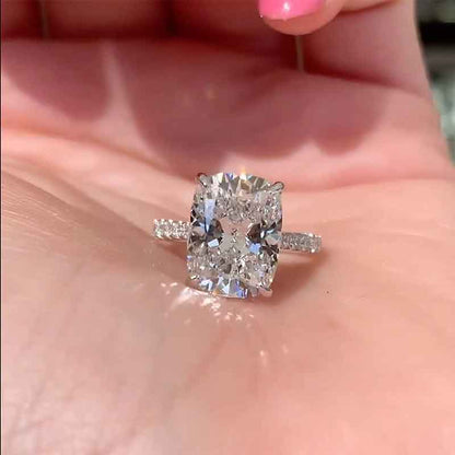 6.5 Carat Cushion Cut Simulated Diamond Ring in White Gold