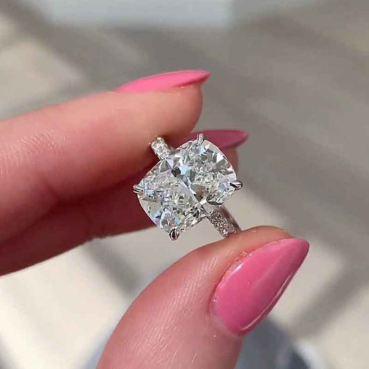 6.5 Carat Cushion Cut Simulated Diamond Ring in White Gold