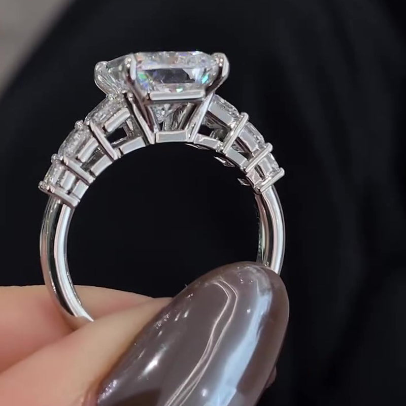 Luxury 7 Carat Radiant Cut Engagement Ring Sterling Silver