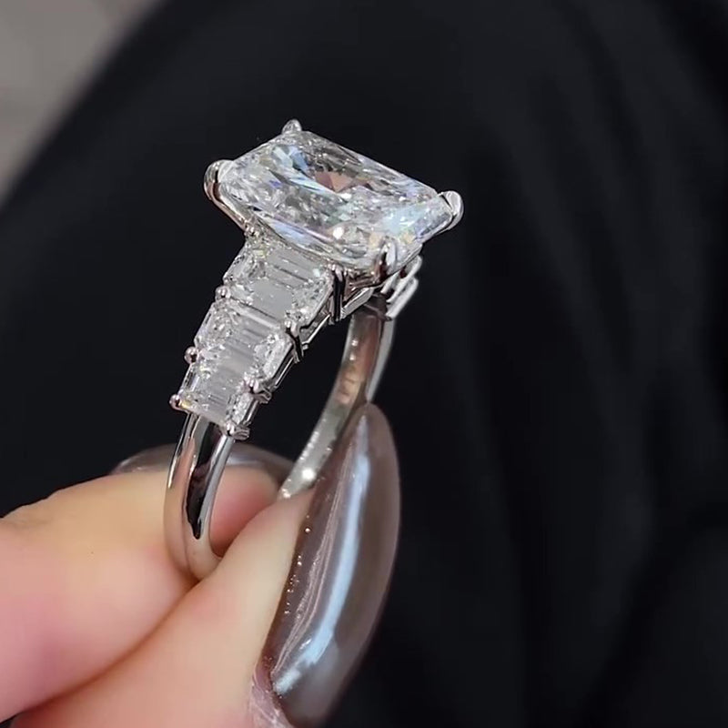 Luxury 7 Carat Radiant Cut Engagement Ring Sterling Silver