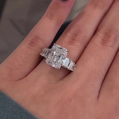 Luxury 7 Carat Radiant Cut Engagement Ring Sterling Silver