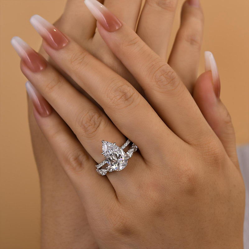 5Ct Pear Diamond Ring with 3Ct Pear Accents