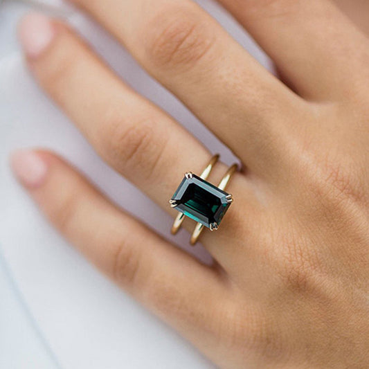 4.5 Carat Emerald Cut Sona Diamond Sterling Silver Ring