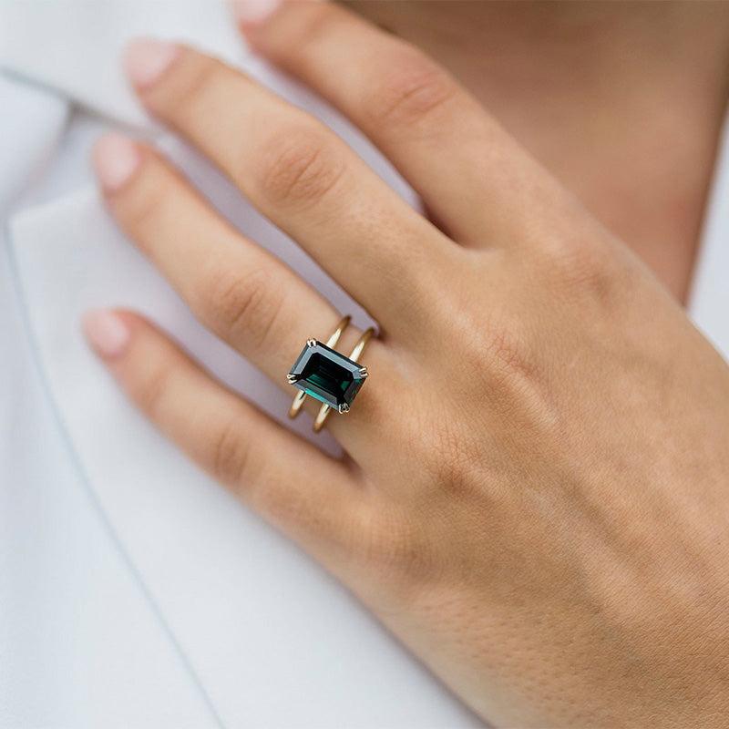 4.5 Carat Emerald Cut Sona Diamond Sterling Silver Ring