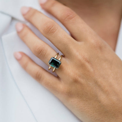4.5 Carat Emerald Cut Sona Diamond Sterling Silver Ring