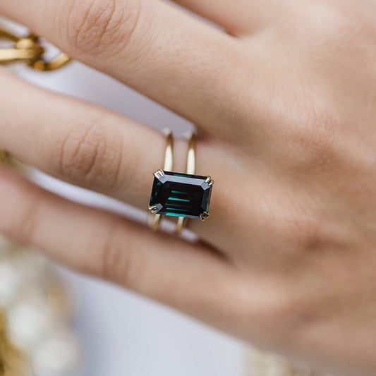 4.5 Carat Emerald Cut Sona Diamond Sterling Silver Ring