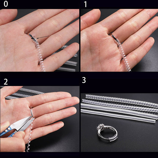 Lote de 5 protectores de ajuste de tamaño de anillo en espiral transparentes 