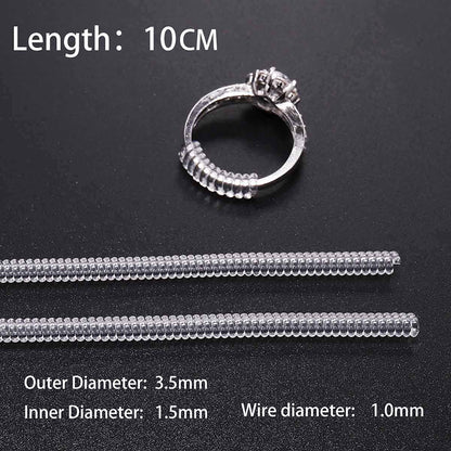 5Pcs/ Lot Transparent Coil Spiral Based Ring Size Adjuster Guard Tightener