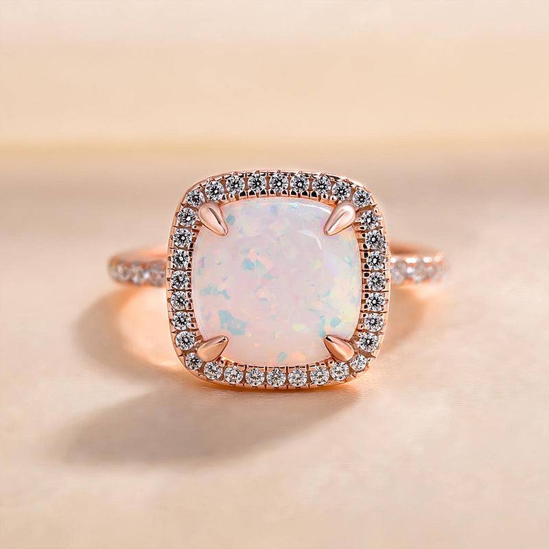 Healing Opal 4 Carat Cushion Cut Engagement Ring