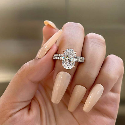 4.0CT Oval Cut Three-Tone Diamond Bridal Set