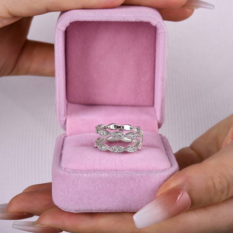 1.0Ct Round Cut Simulated Diamond Band - 18K White Gold Plated