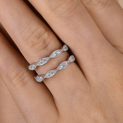 1.0Ct Round Cut Simulated Diamond Band - 18K White Gold Plated