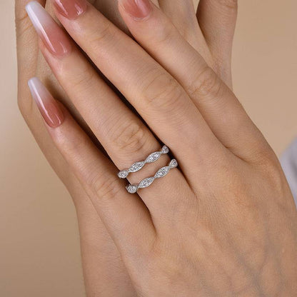 1.0Ct Round Cut Simulated Diamond Band - 18K White Gold Plated