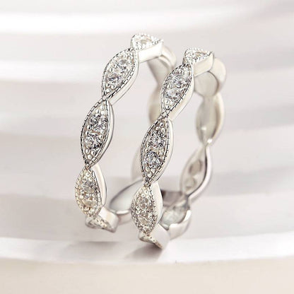 1.0Ct Round Cut Simulated Diamond Band - 18K White Gold Plated