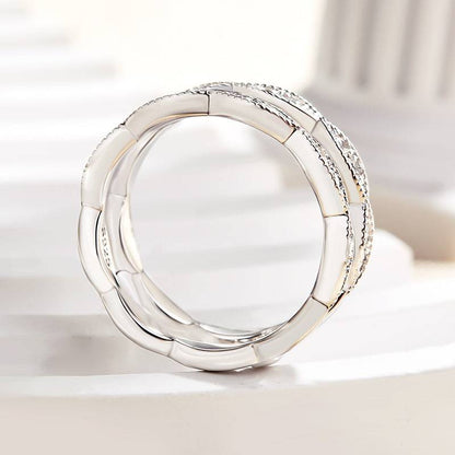 1.0Ct Round Cut Simulated Diamond Band - 18K White Gold Plated
