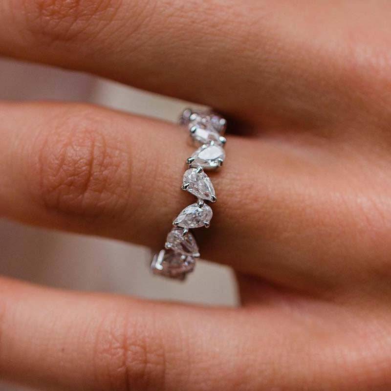Unique Full Pear Cut Women's Wedding Band