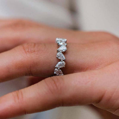Unique Full Pear Cut Women's Wedding Band