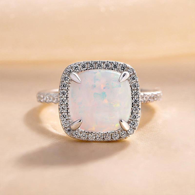 Healing Opal 4 Carat Cushion Cut Engagement Ring