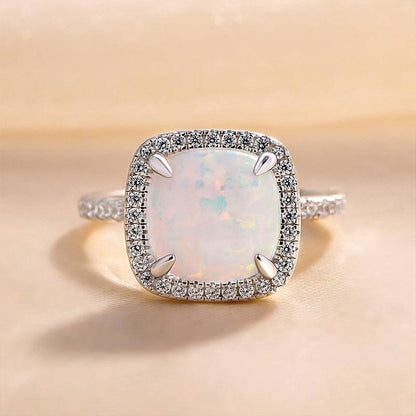 Healing Opal 4 Carat Cushion Cut Engagement Ring