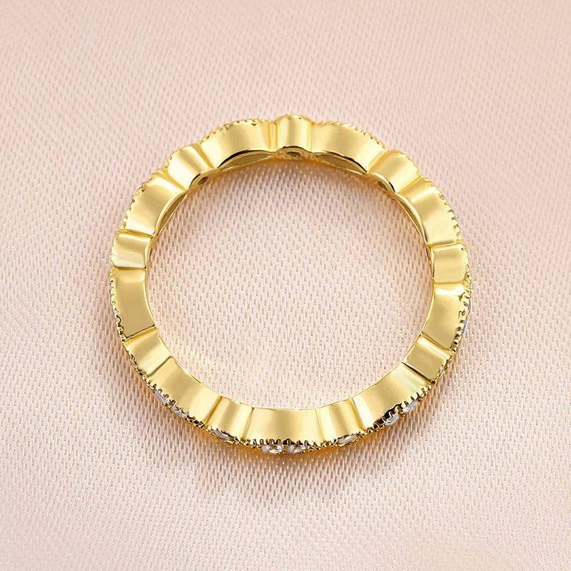 925 Silver Tri-Tone 0.5ct Sona Diamond Wedding Band